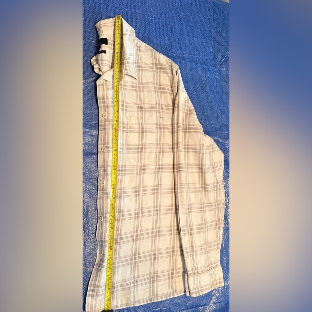 Vince Men's Beige Plaid Shirt Size XL - Picture 13 of 15